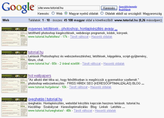 tutorial.hu preview kép a google.com-on