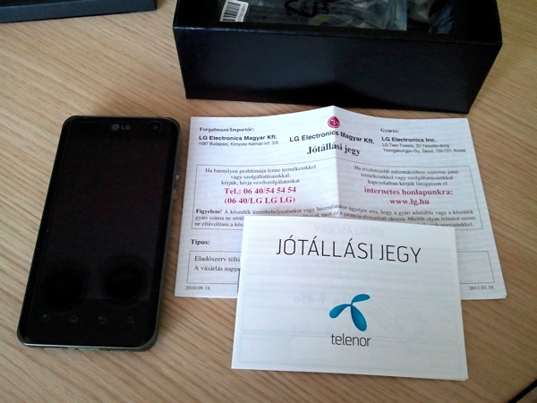 Elado lg optimus 2x pannonos jótállási jegy