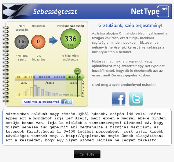 Gépírás oktató program és teszt