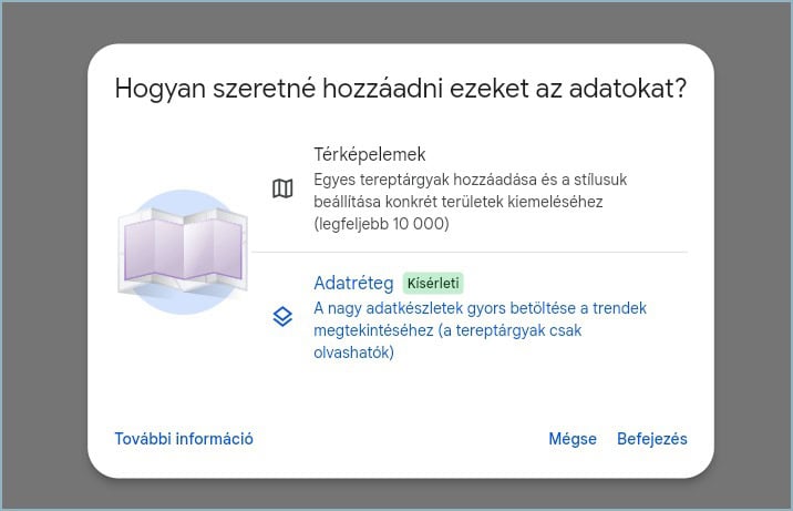 Google Earth - KMZ importhoz válaszd az adatréted módot